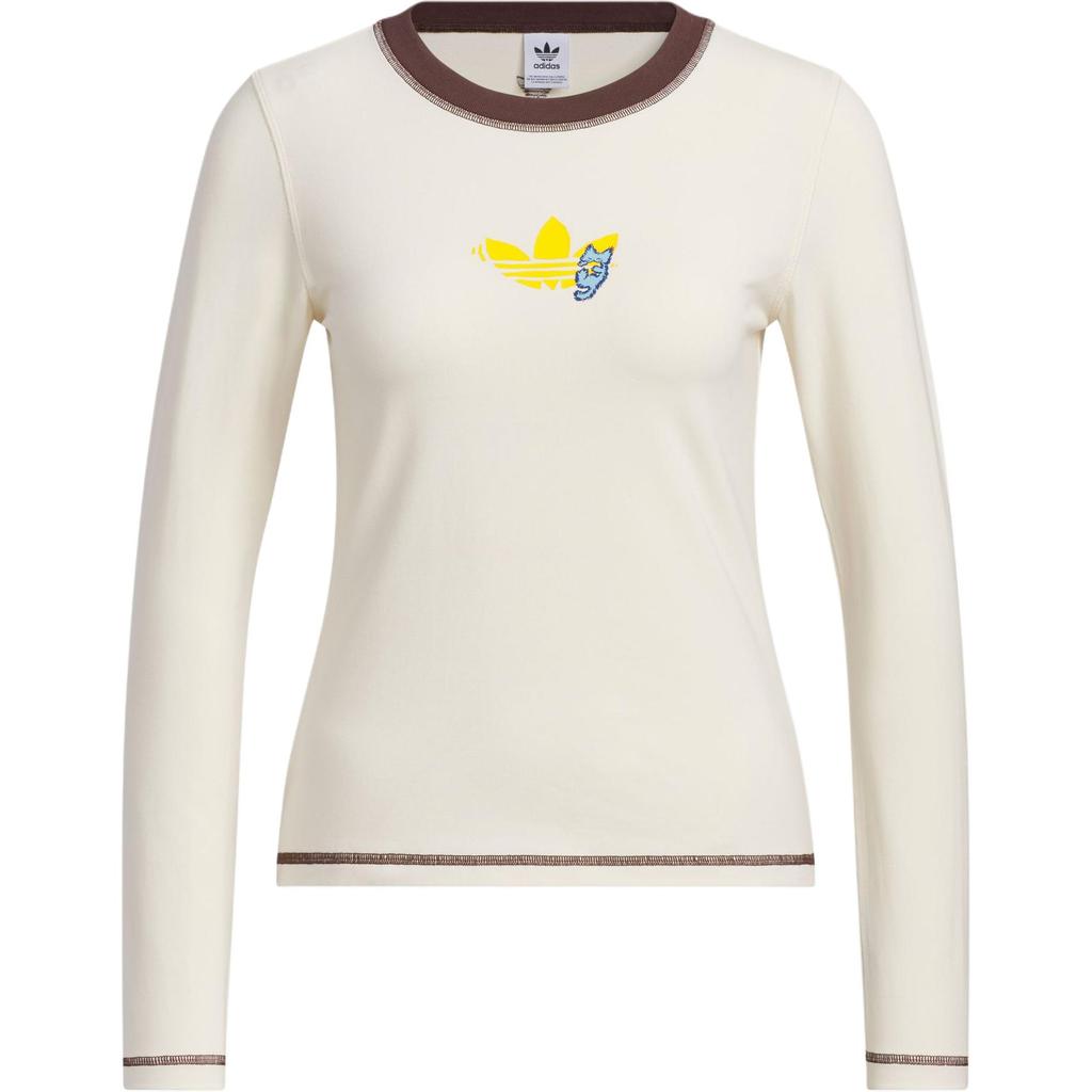 Adidas Originals Street Series LS Tee Slim Fit Long Sleeve T-Shirt Women Tops Wonder-White JL7549