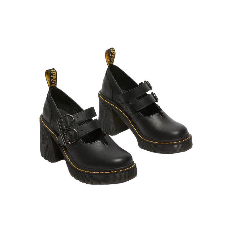 Dr. Martens Eviee Sandal Leather Double Buckle Platform Shoes Women Shoes Black 27371001