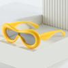 Y2K Sunglasses, Warm-Colored Wrapped Glasses, Integrated Large-Frame Sunglasses For Women
