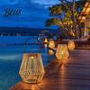Decorative Solar Light Waterproof Eco-friendly Lantern Faux Outdoor Rattan Woven Light Rustic Lantern Powered Hanging for Garden Balcony Patio