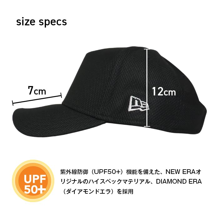 New Era 9FORTY GF 940AF Diamond Era Unisex Golf Cap, UPF50+, Antibacterial, Sweat-Wicking, Size L (Black) [Parallel Import]