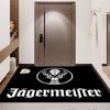 Tappeto Area Stampa Logo Cervo Jagermeister Sfondo Nero Vintage Bar Tappetino Pavimento Rettangolare Antiscivolo Man Cave Stanza dei Giochi Soggiorno Camera da Letto Tappeto Decorazione Casa