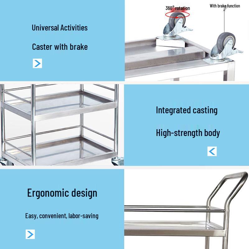 Oushenghua 304 Stainless Steel Double-Layer Service Cart