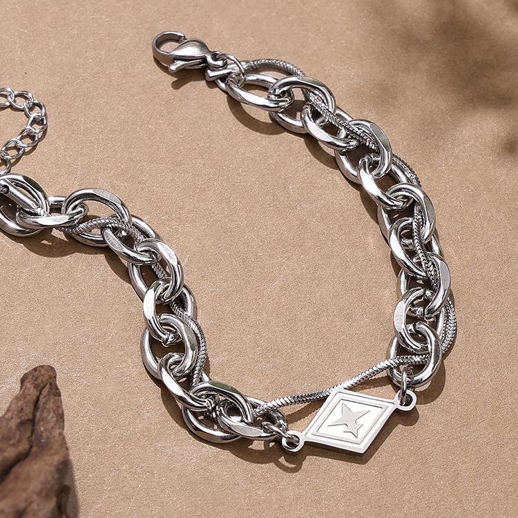 Trendy Titanium Steel Double-Layer Chain Bracelet - Sweet, Cool, Adjustable, Niche Design Jewelry for Her