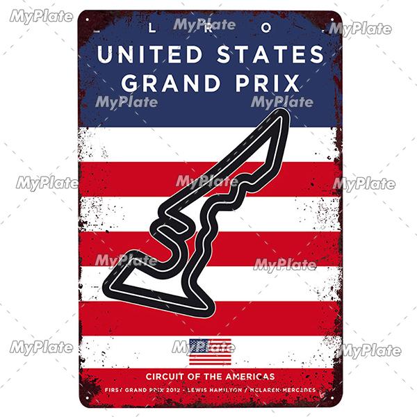Racing Track Metal Sign Vintage Plaque Sercive Tin Sign Wall Decor For Garage Race Car Plate Crafts Poster F1 Game Custom