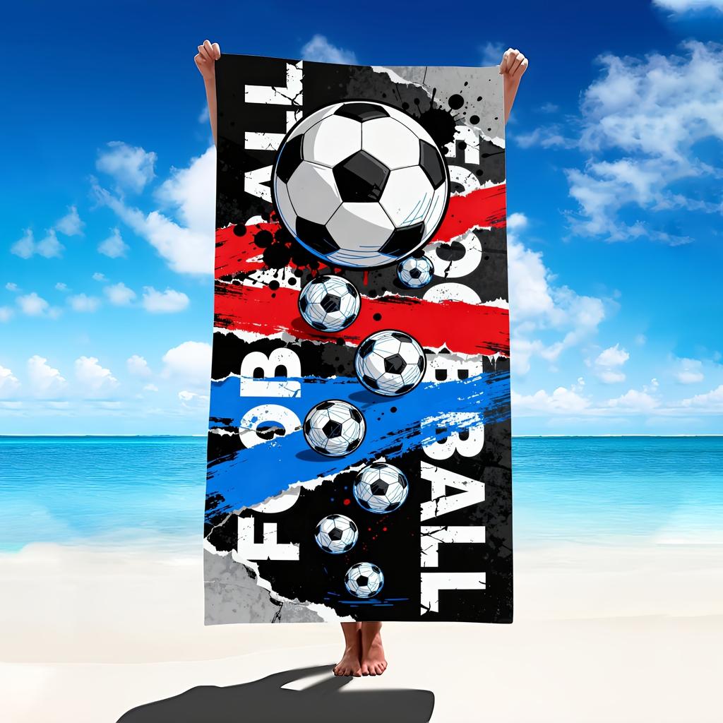 1pc Football Extra Large Beach Towel & Bath Blanket - Microfiber Super Absorbent Suitable for Travel, Pool, Surfing, Camping
