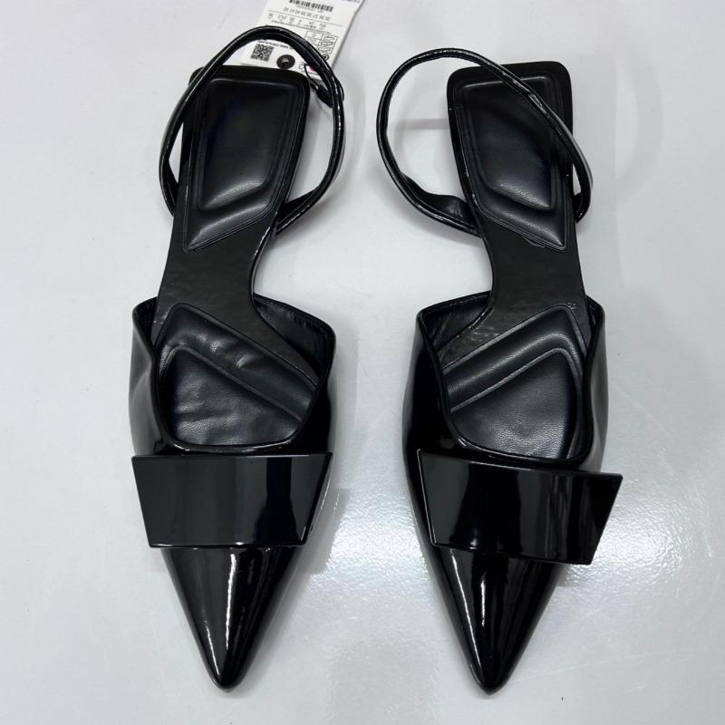 

Fashion Pointed Toe Ladies Slingbacks Flats Simple Shallow Mouth Square Buckle Decoration 2025 Spring Brand Work Women Dress Shoes 36