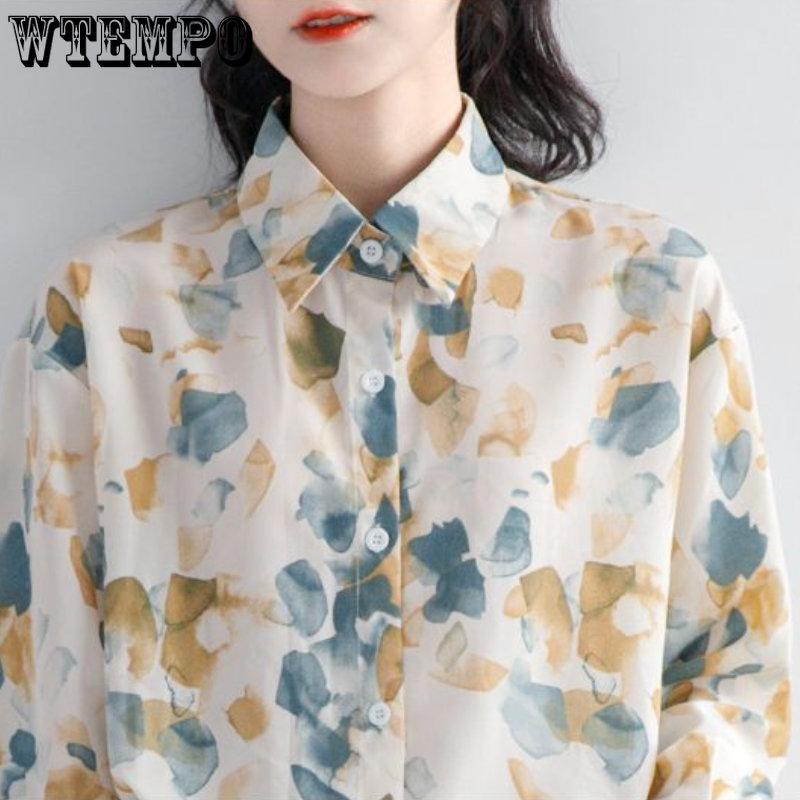 Women's Shirt In Spring and Autumn Vintage Long-sleeved Floral Shirt Thin Design Casual Shirt Loose and Fashionable Top