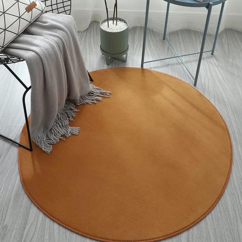 Runder Teppich im nordischen Stil Wohnzimmer Couchtisch Kinderzimmer Niedlicher einfarbiger Teppich Computerstuhl Hängekorb Weiche Matte