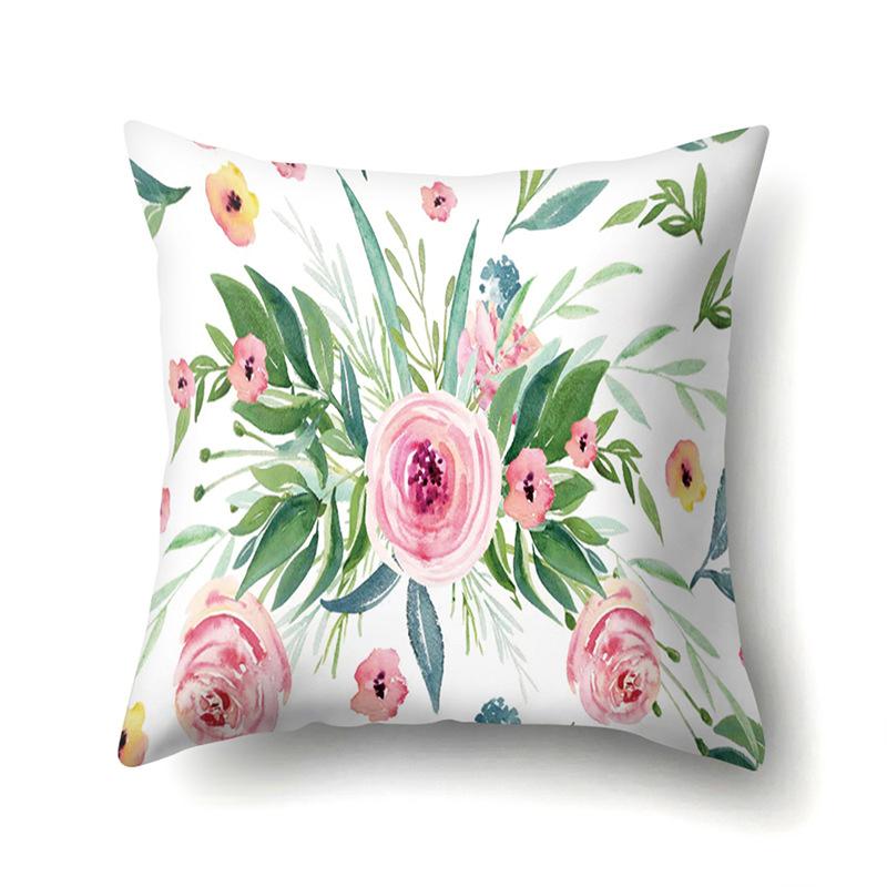 Polyester Pillowcase Plant Decoration Home Printed Pillow Car Waist Cushion Sofa Bed Head Cushion Cover