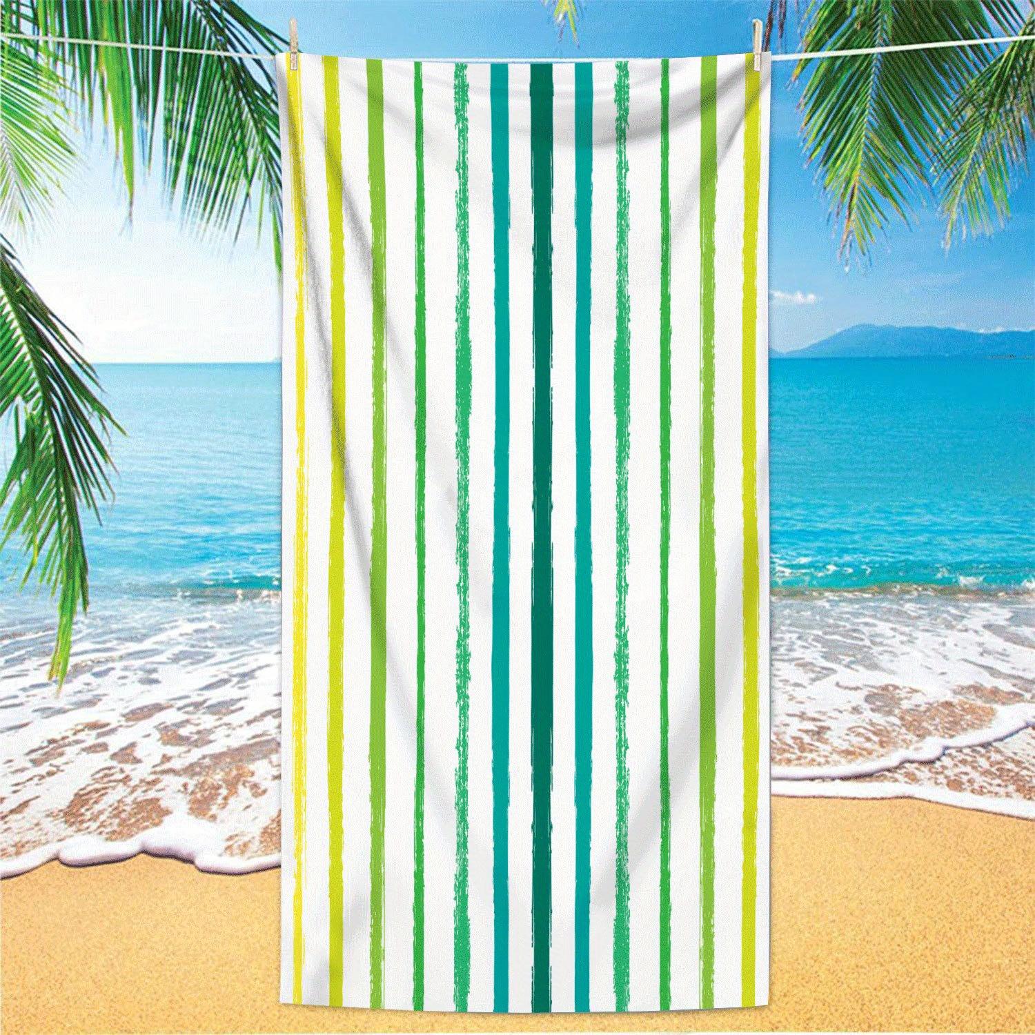 

Ultra Soft Quick Dry Large Striped Beach Towel, Thick Microfiber for Yoga Swimming Running W40*H60(CM)