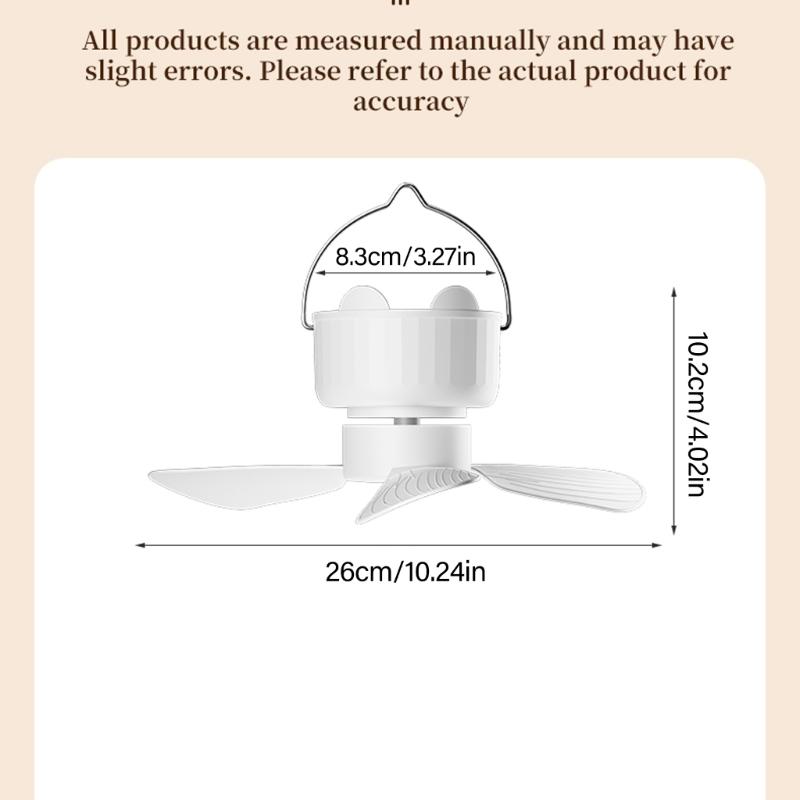 Compactly DC5V Hanging Fan Remote Operated 3Wind Gears Ceiling Fan Quiet Cooling For Home Camping Bed Tent Space