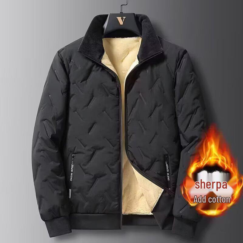 Men's Autumn/Winter Lambswool Jacket - Slim-Fit, Windproof, Cold-Proof Casual Wear for Middle-Aged Dads