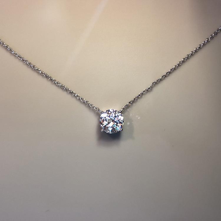 

Ожерелье из стерлингового серебра 925 пробы с цирконом - Классическая корейская цепочка для ключиц с четырьмя крапанами для женщин 925 Silver