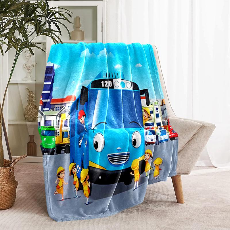 1 pezzo Coperta Tayo il Piccolo Autobus Design Stampato, Coperta Leggera per Divano, Letto - Morbida e Calda, Regalo per Tutte le Stagioni come Natale, Halloween