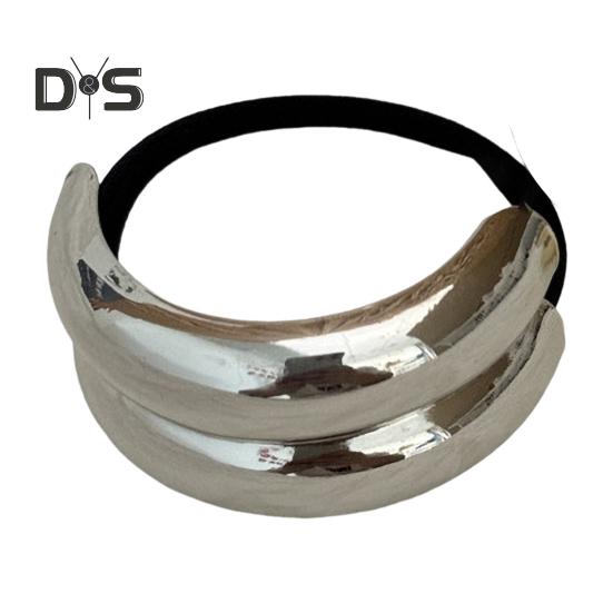 Women Headband Geometric Metal Decor High Elastic Hair Tie Versatile Styling Hair Rope Hair Accessories