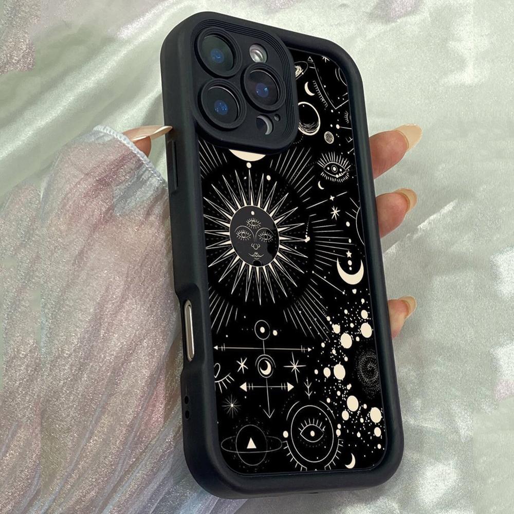 

JT367 Мистическая Луна и Звезды для iPhone 17 16 15 14 13 Pro Max Samsung S26 S25 Ultra A17 A07 A56 A16 A15 Xiaomi 15T Redmi 15c Note 14 13 Мягкий Чехол for iPhone 5/5s чёрный