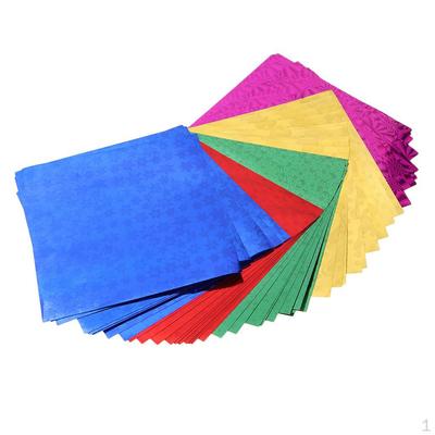 3 Sizes Colorful Folding Paper Hologram Origami Solid Color for Children Handmade DIY