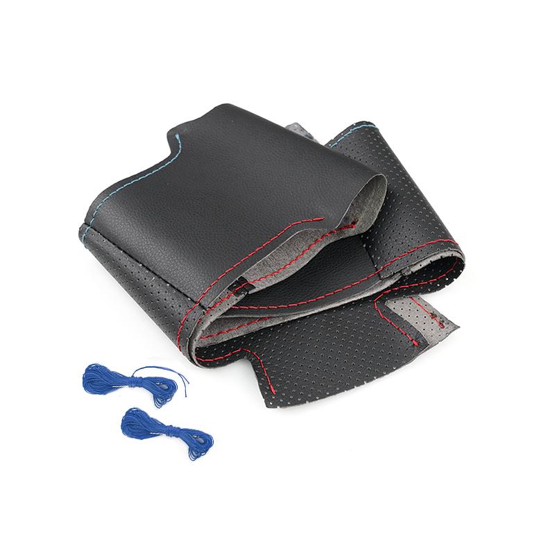 Fletter på rattet For BMW M Sport M3 E90 E92 E93 E81 E82 E87 X1 E84 Bilratt Lærdeksel Svart-rød blå linje