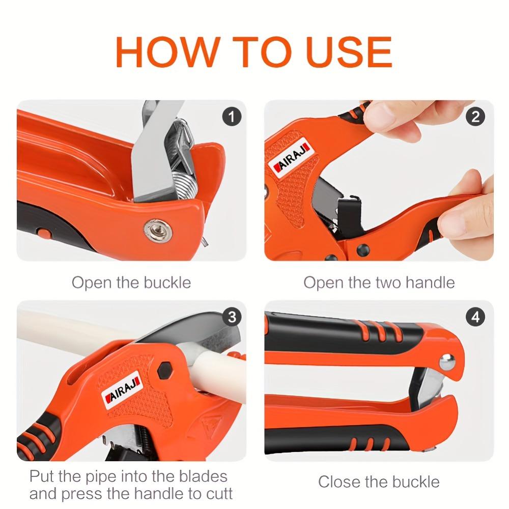 AIRAJ 8-inch Ratchet PVC Pipe Knife  PPR PEX PE Cutting Knife Hand Tool with Self-Locking Function Portable Storage SK5 Stainless Steel Blade