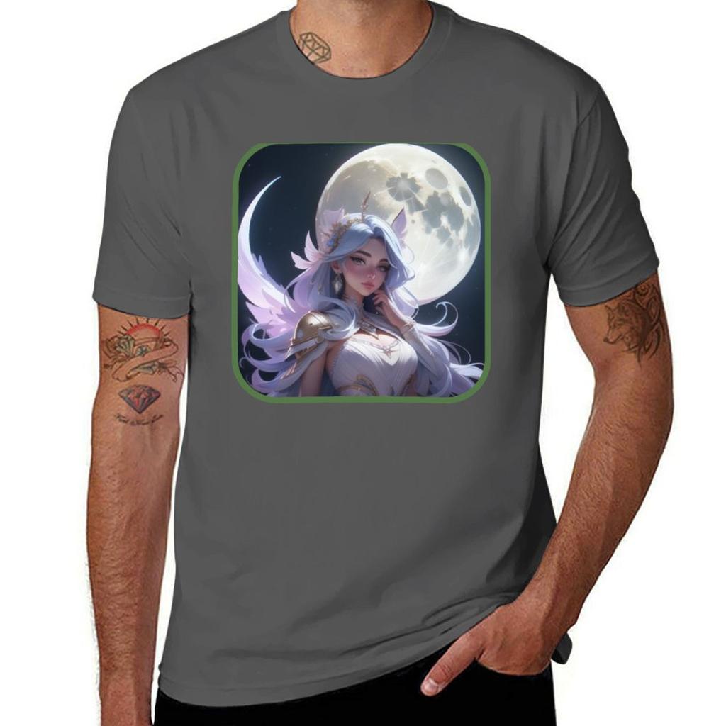 Ethereal Moon Goddess Anime Style Tshirt Lightweight Running Tshirt
