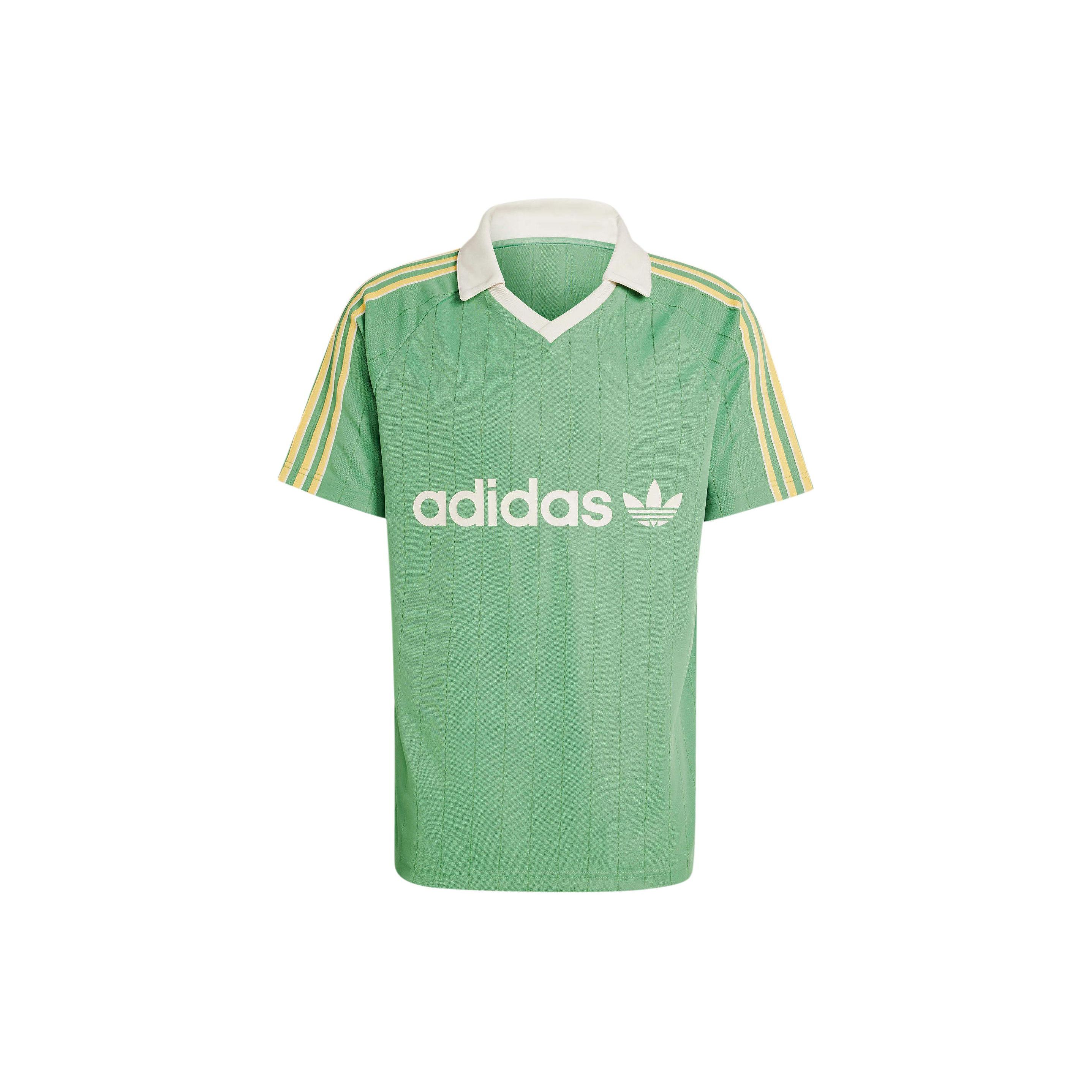 adidas Originals Stripe Jersey V-Neck Polo Shirt Green IR9381 L