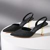 Baotou Sandals Spring New Pointy Head Shallow Mouth Sequin One Word Buckle Anti-slip Wear-resistant High Heels