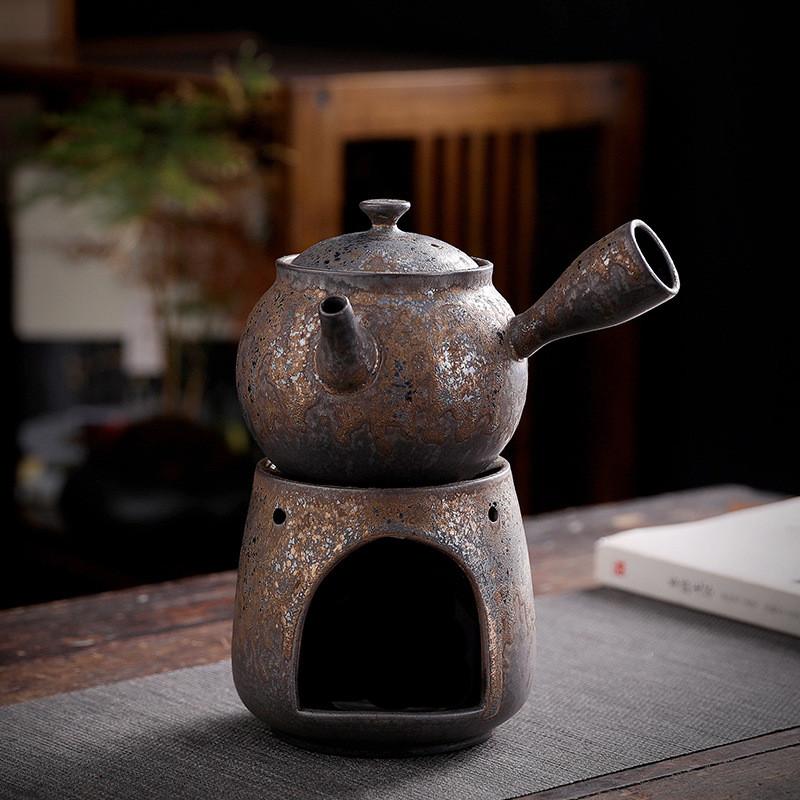 350ml Japanese Coarse Pottery Teapot Home Vintage Large Capacity Side Handle Pot Ceramic Beauty Tea Infuser Traditional Teaware
