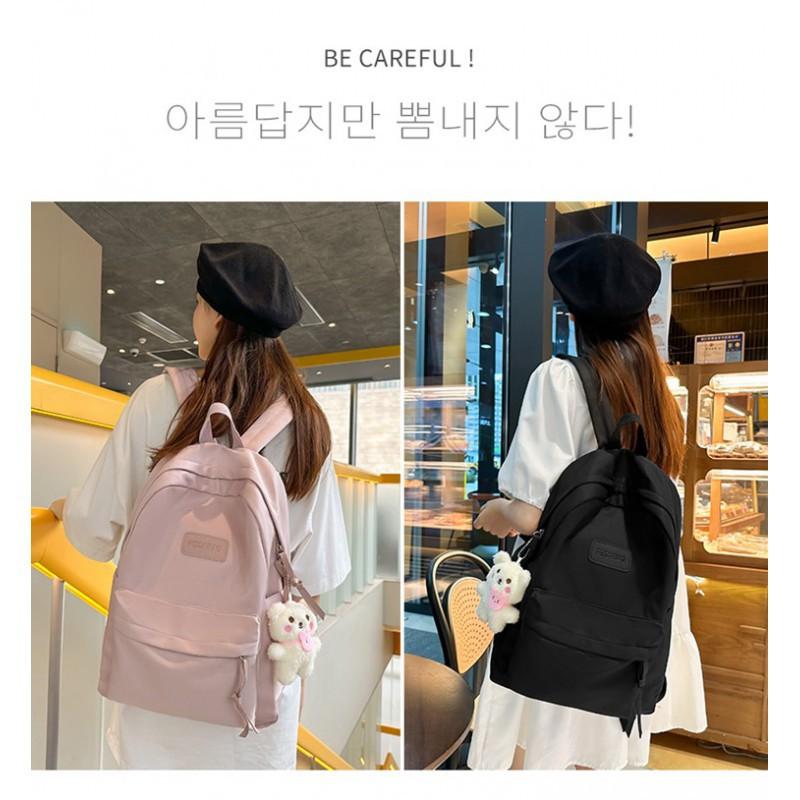 Korean Harajuku Ins All-matching Schoolbag Female Middle School Students Pure Color Backpack Simple Casual Travel