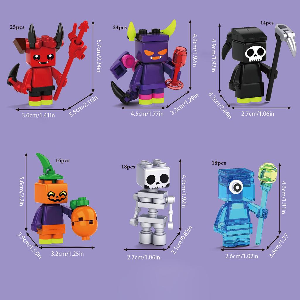 Halloween Small Particle Building Blocks Cross Border Pumpkin Lantern Elf Skeleton Boy Toy Children'S Gift Night Light