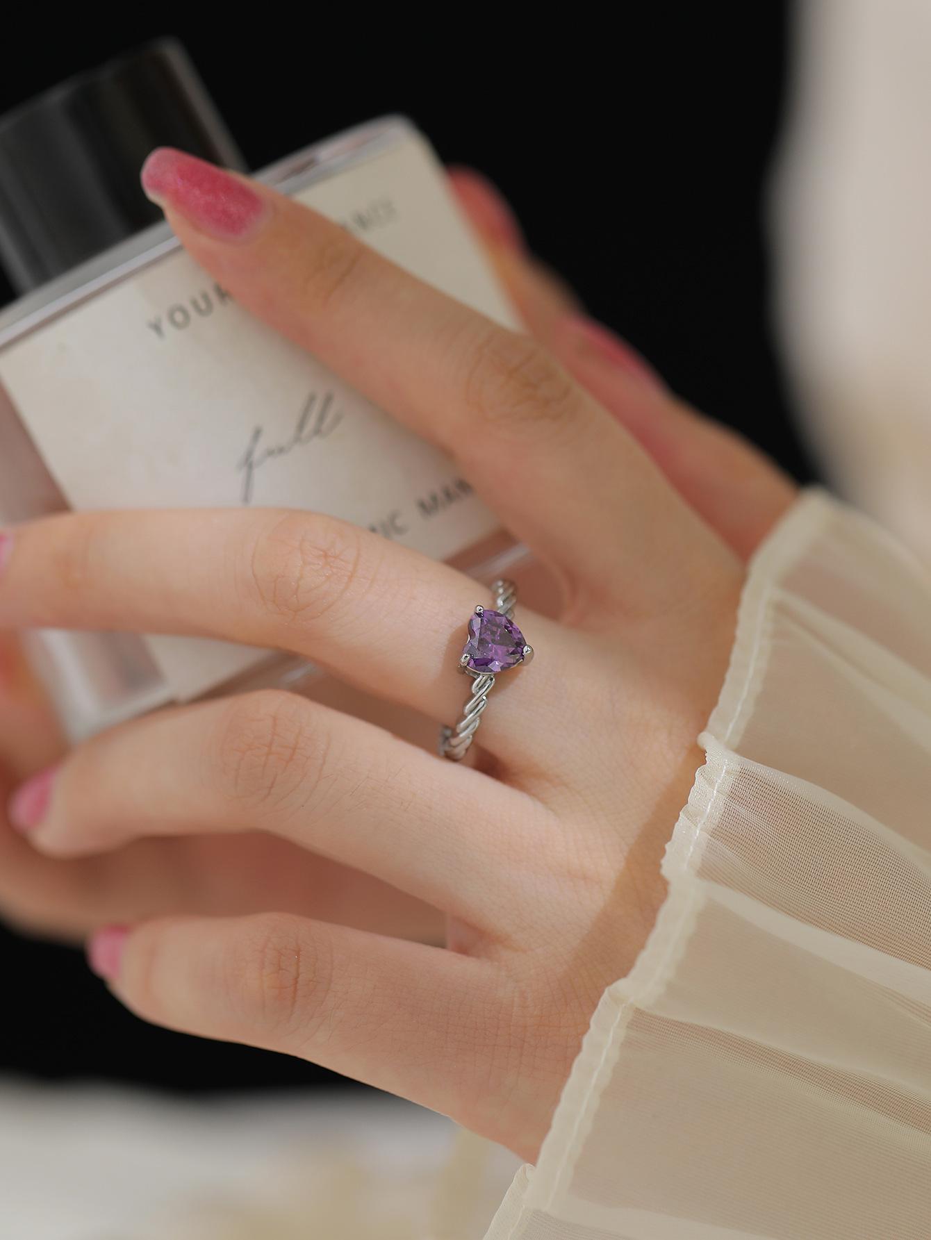 

Кольцо с цирконом в форме сердца: Модный европейский и американский стиль Adjustable Open