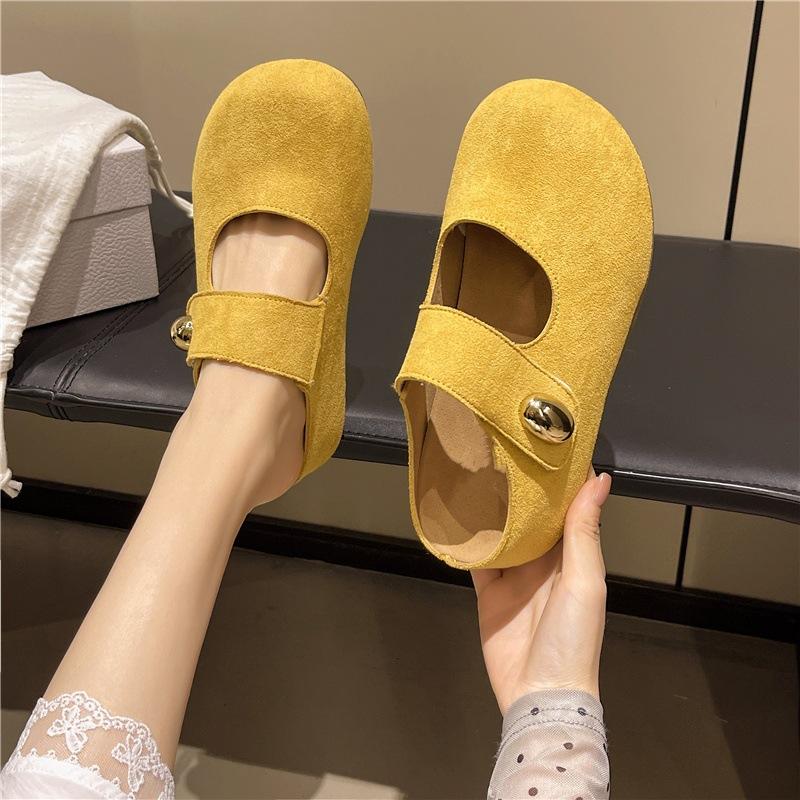 Inner height-increasing slippers for women to wear new thick-soled bag head half slippers with skirt and one pedal slippers