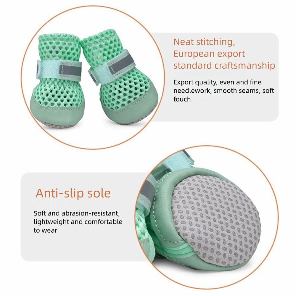 4Pcs Soft Sole Pet Dog Sandals Breathable Net Foot Covers Fashion Dog Short Boots  Summer