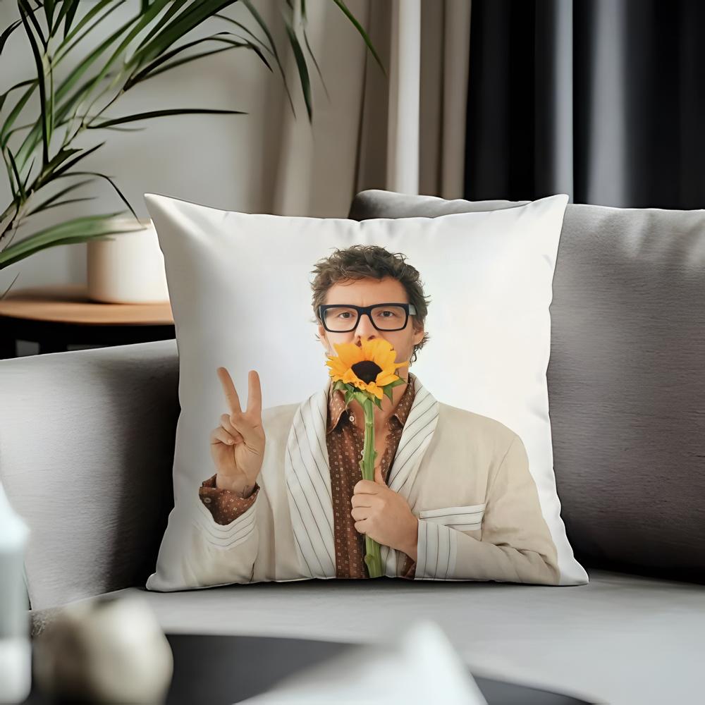 Fashion PPpedro Pascalful Cushion Cover Antidustmite Pillowcase Invisible Zipper Silky Short Plush Sofa Cushion Cover