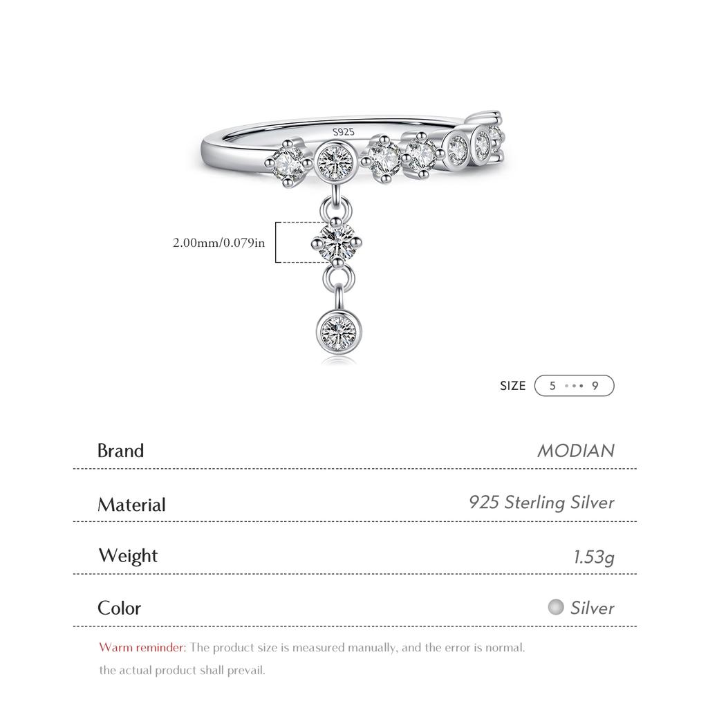 MODIAN 925 Silber High-Fashion Funkelnde Runde Zirkon Charms Fingerringe Für Damen Party Feiner Schmuck