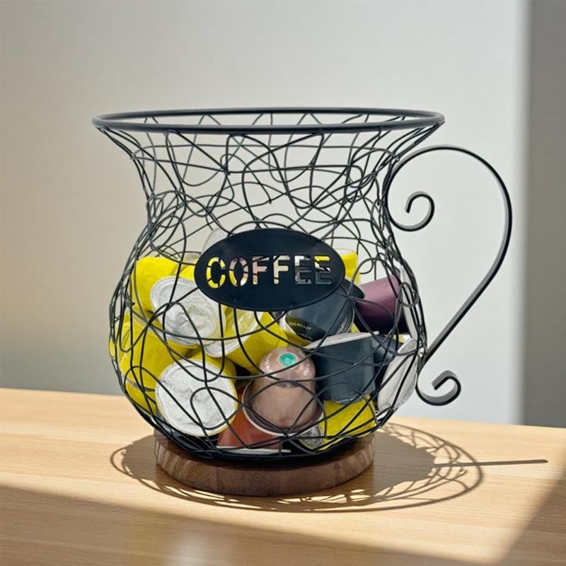 Sturdy Coffee Organizers Basket In Elegant Designs Featuring Opening Portable Accessory for Home or Office Use