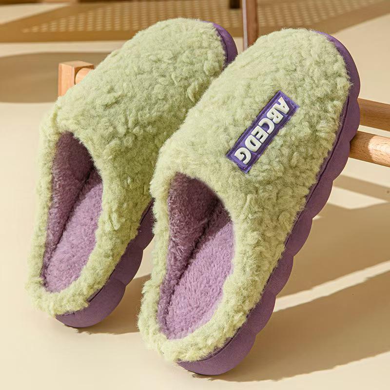 Cozy Cotton Wool Slippers: Non-Slip, Thick Bottom, Indoor Warmth for Men & Women