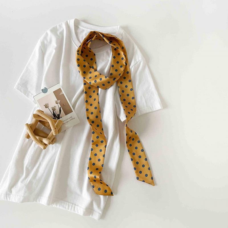 Millennium Spice Girl Style Thin Long Silk Scarf Neck Ribbon Retro Leopard Print Silk Scarf Long High-End Ribbon Headband