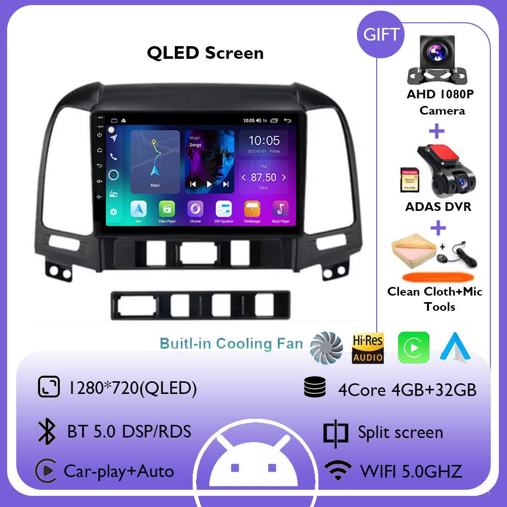 Android 14 For Hyundai Santa Fe 2 2006-2012 2K QLED Android Car Radio Multimedia Video Player AI Voice CarPlay Head Unit Stereo