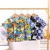 2026 Summer Short Sleeve Shirts for Boys and Girls Baby Spring Lapel Cartoon Top for Children Floral Shirt