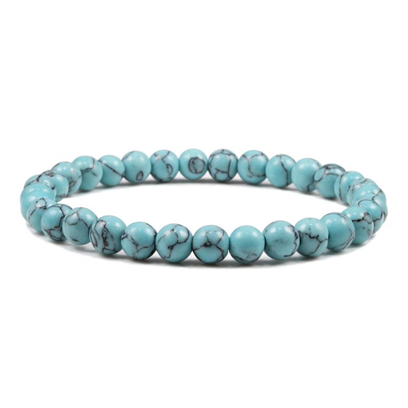 Vibrant Ethnic Style Turquoise and Porcelain Beaded Elastic Bracelet