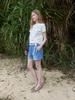 KIJUN Faded Stud Shorts Blue