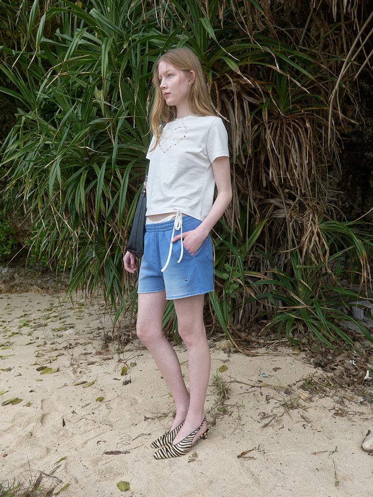 KIJUN Faded Stud Shorts Blue