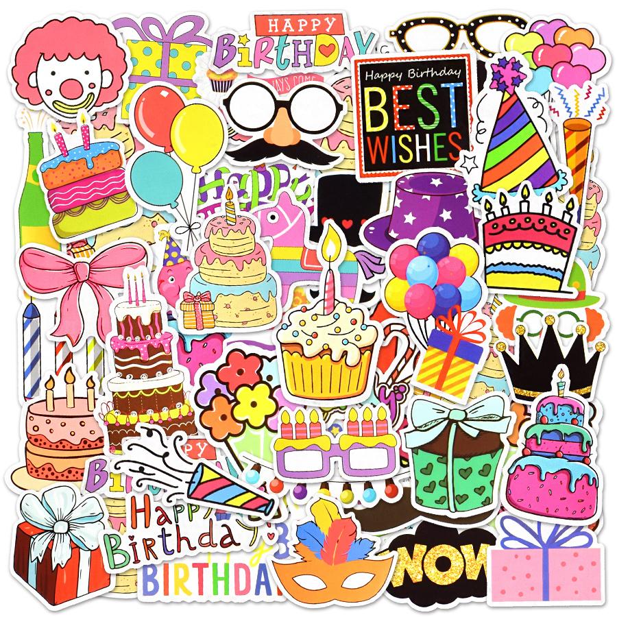 10/50 PCS Birthday Cute Stickers Laptop Bike Car Luggage Diary Funny Waterproof Sticker Pack Kids Toys Decal Gift Party Decor