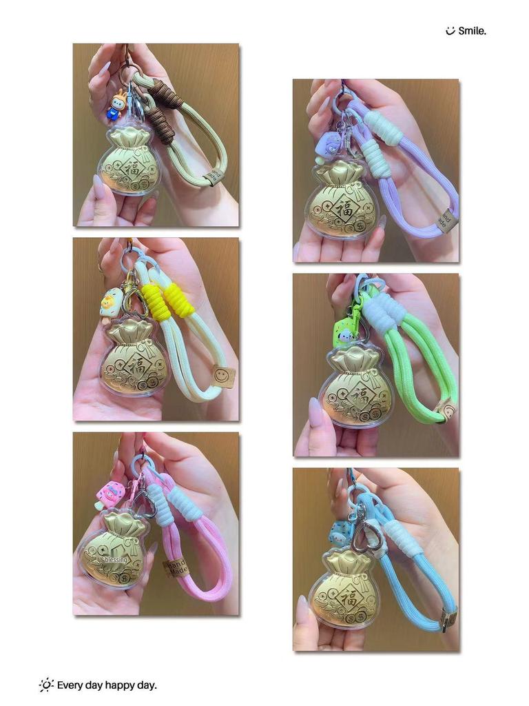 Gold Foil Treasure Pot Keyring: Attracts Wealth, Perfect Birthday Gift for Friends