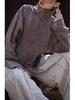 Women's Winter Tie-Dye Ramie Cotton Cardigan - Loose, Semi-High Collar Shirt in National Style.