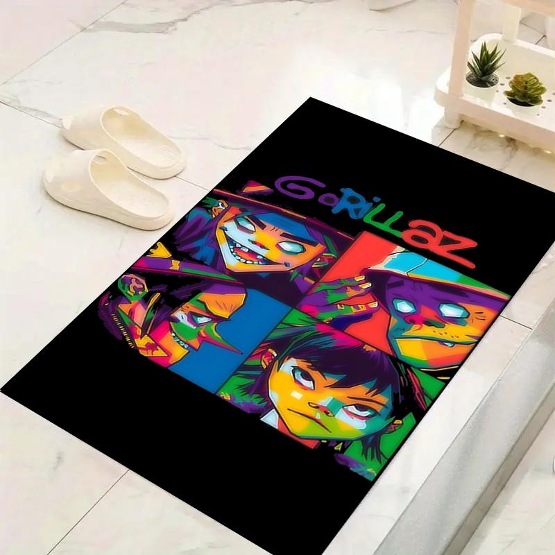 1Pc Gorillaz Artwork Collage Rug, Office Carpet Indoor Outdoor Doormat, Non-Slip Soft, Living Room, Christmas Halloween Gift M929460