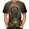Men's fashionable skull 3D print T-shirt, trendy digital round neck short-sleeved casual top, street style.