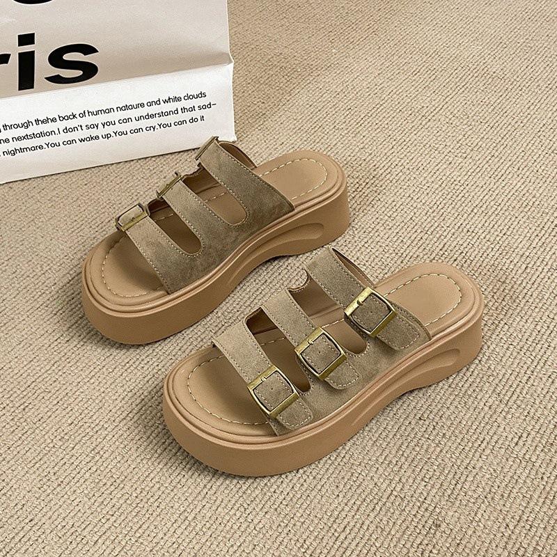 Thick-soled Heightening Slippers Women's Summer Wear 2025 New Muffin Soft Bottom Comfortable Casual Sandals Beach One-word Drag