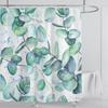 Watercolor Leaves On The Top Plant With Floral Bathroom Greenery Leaf Decoration Watercolor Botanical Shower Curtain With Hooks